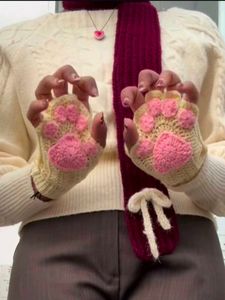Crochet Paw Fingerless Gloves🐾