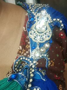 Stylish Dark Blue &amp; Light Green Saree