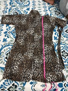 Leopard Print Dress with waist belt