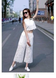 free shipping Lace Wide Leg Pants