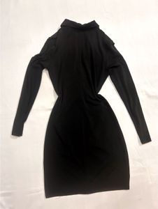 H&amp;M Black Ruched Mini Dress