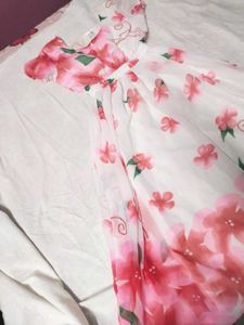 Beautiful White Frock With Flower Design