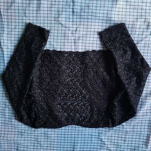 Black Lace Net Cropped Shrug