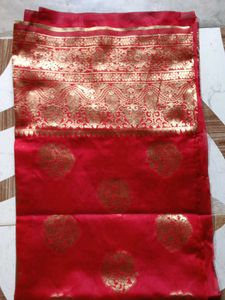 red and golden work sarees