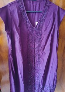 Purple Beaded Tunic Dress