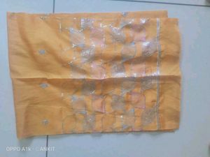 Beautiful Embroidery Orange Unstitched Blouse Piec