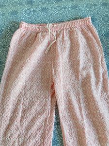 Pink Embroidered Palazzo Pants