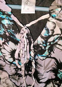Floral Black 🖤✨Dress With Blue 💙 And Grey Colour Mixed.✨🪩🖤