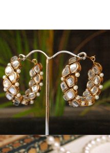 Kundan Statement Hoop Earrings N Mini Studs