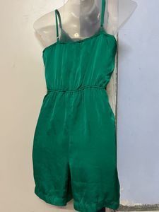 Pintrest Silk Emerald Green Romper