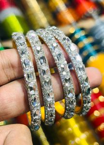 Silver Bangles Crystal (Set Of 4)