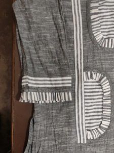 Grey Striped Kurta