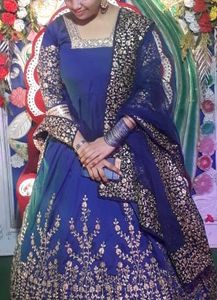 Elegant Navy Blue &amp; Gold Lehenga