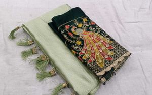 Elegant Green Embroidered Saree