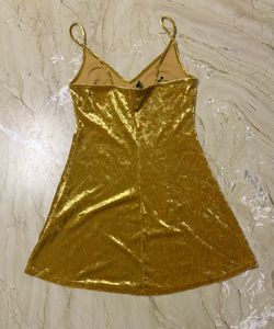 Gold Velvet Mini Dress | Size M