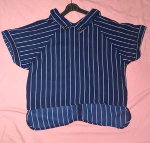Striped Casual Crop Shirt