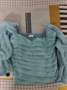 Cute Blue Polka Dot Crop Top