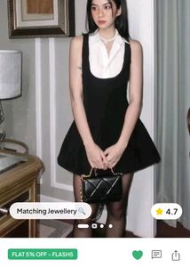 With Tag,Newme Mini Black Spread Collar Dress