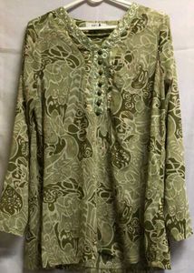 Vintage Kurti Olive Green Printed