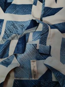 Blue Geometric Print Top