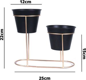New Metal Hard Pot 2 Pc With Stand Brass