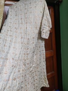 Varanga Gold Print Anarkali Long Kurta (XL)