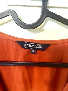 Casual Orange Dress with Drawstring Waist
