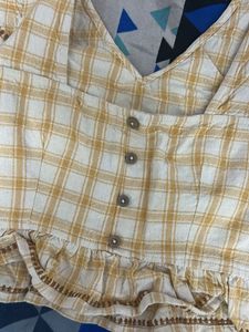 Yellow Plaid Ruffle Crop Top