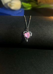 Pink Heart Drip Pendant Necklace
