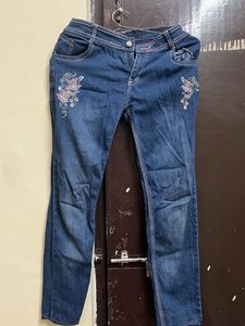 Embroidered Denim Jeans