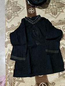 Traditional Black Kurta Pajama With Topi