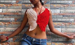 Red Crochet Halter Top
