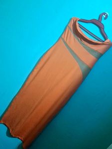 Tan &amp; Olive Strapless Dress