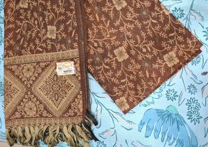 winter Floral Brown Scarf
