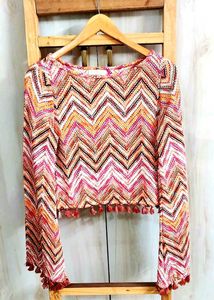Colorful Chevron Knit Top Bust Size-36