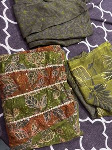 mehendi Green Floral Kurta Set