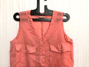 Sleevless Pocket Shirt Top For Women