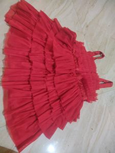 Red Ruffled Tulle Dress