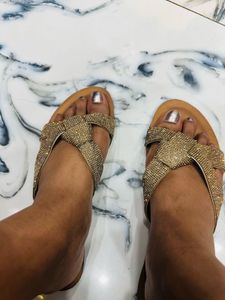 Gold Brown Flats By Catwalk