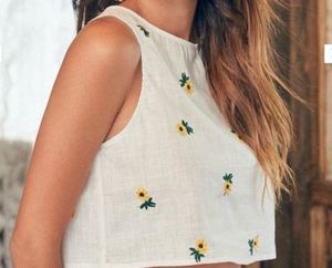 Floral Embroidered Crop Top