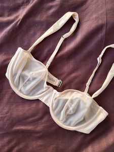 H&M Balconette Mesh Bra 34 C With Satin Linin