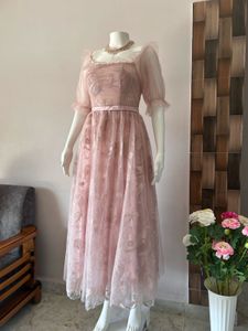 floral sequined pink gown
