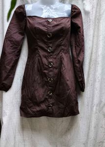 38318. Brown Button-Down Dress