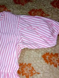 Pink Striped Tie Top