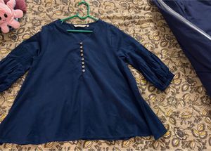 Haute Curry ShoppersStop Navy Linen Tunic