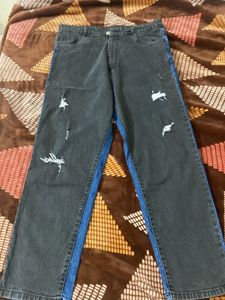 Dual Tone Ripped Look Jeans
