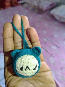 Crochet Cat Keychain (Green in colour not blue)
