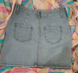 Grey Denim Skirt For Women