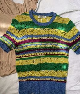 Zara Colorful Striped Knit Top