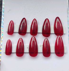 Red + Yellow Nails + Stickon + Liquid Glue